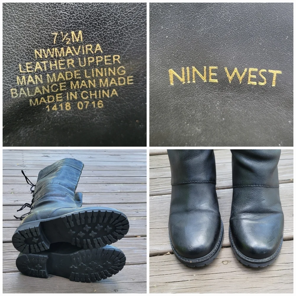 Nine West Mavira Black Leather‎ Over The Knee OTK Equestrian Riding Tall Boots